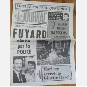 Journal de Montreal Newspaper 15 Juin 1964 Ginette Gravel * Vintage* Antique